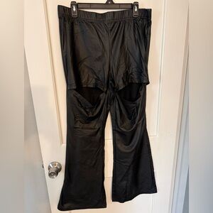 Black Faux Leather pants with cut outs